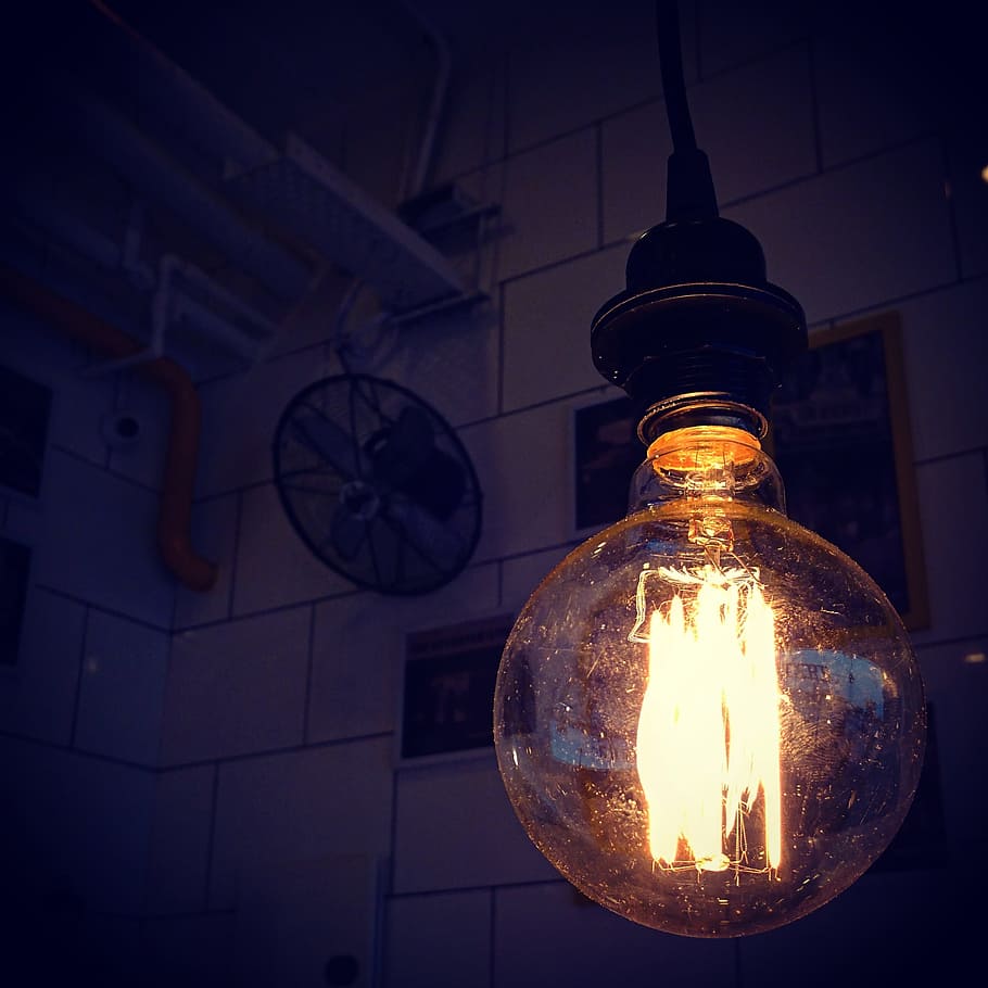 light, bulb, spark, dark, night, glass, ceiling, light bulb HD wallpaper