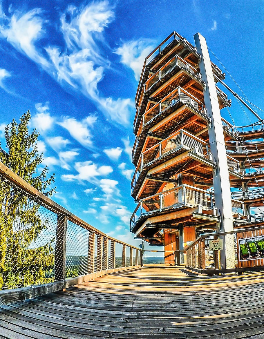 observation tower, cloef, saar loop, sky, architecture, cloud - sky HD wallpaper