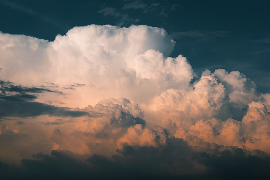 white cloudy sky, white clouds, cloudscape, cumulonimbus, storm HD wallpaper
