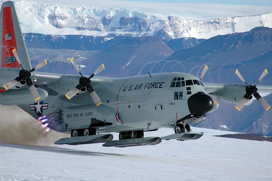 air national, guard, force, air vehicle, winter, mountain, snow, HD wallpaper