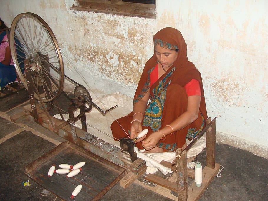 khadi, coarse cloth, garag, india, weaving, yarn making, village industry, HD wallpaper