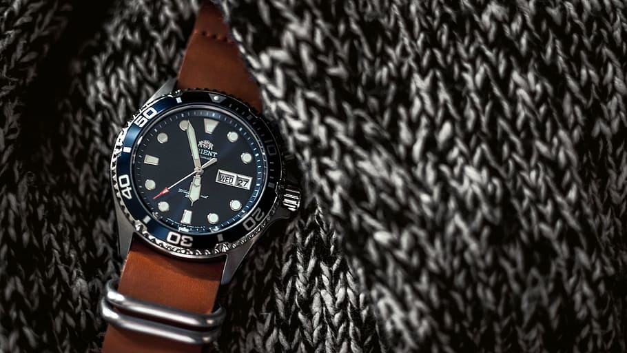 analog watch displaying 04:56, timepiece, clock, mechanism HD wallpaper