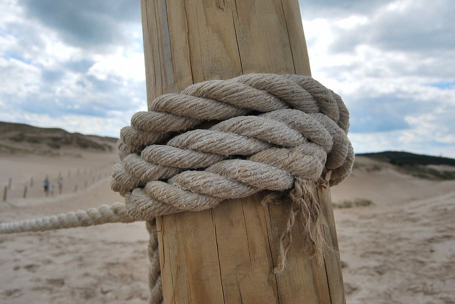 Node, Beach, Nature, rope, strength, tied up, sky, tied knot HD wallpaper