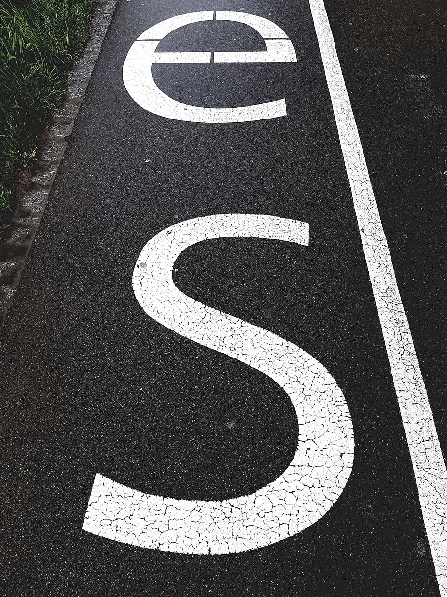 letters, sidewalk, graphically, away, tarred, sign, road, road marking HD wallpaper