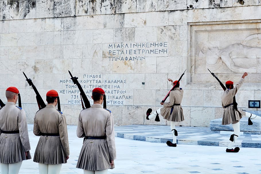 changing of the guard, greek parliament, athens, postcard, ancient city, HD wallpaper