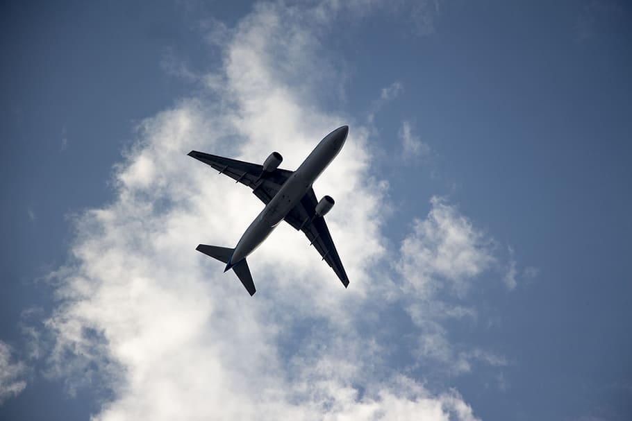clouds, sky, plane, blue sky, landscape, sol, air vehicle, flying HD wallpaper