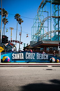 Santa Cruz Beach during daytime, Santa Cruz Beach, roller coaster HD wallpaper