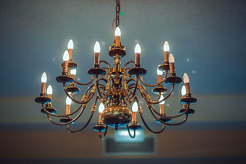 shallow focus photography of brown uplight chandelier, lighting HD wallpaper