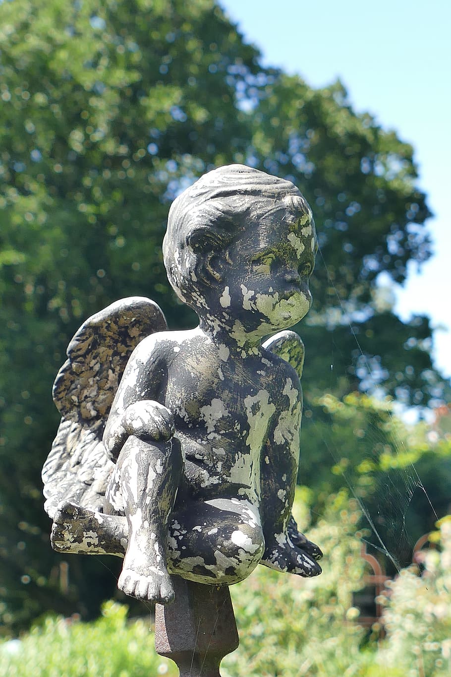 Angel, Figure, Stone, Stone, Park, Sculpture, angel figure, HD wallpaper