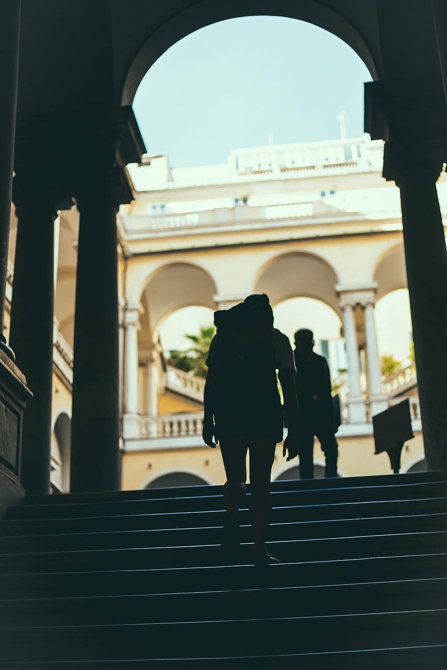 silhouette of person standing on stairs, person walking on stair HD wallpaper