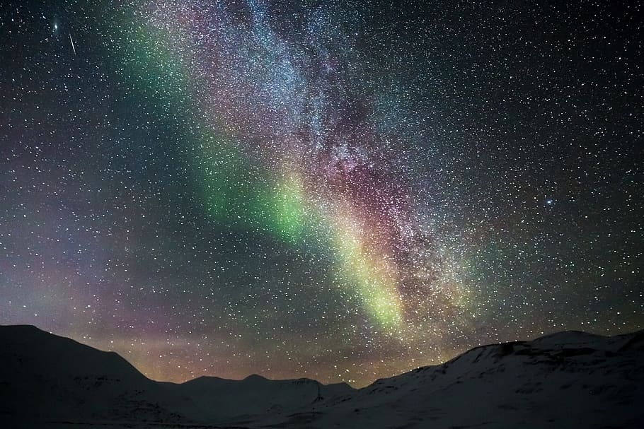 aurora borealis, northen lights, ice, mountain, trip, adventure, HD wallpaper