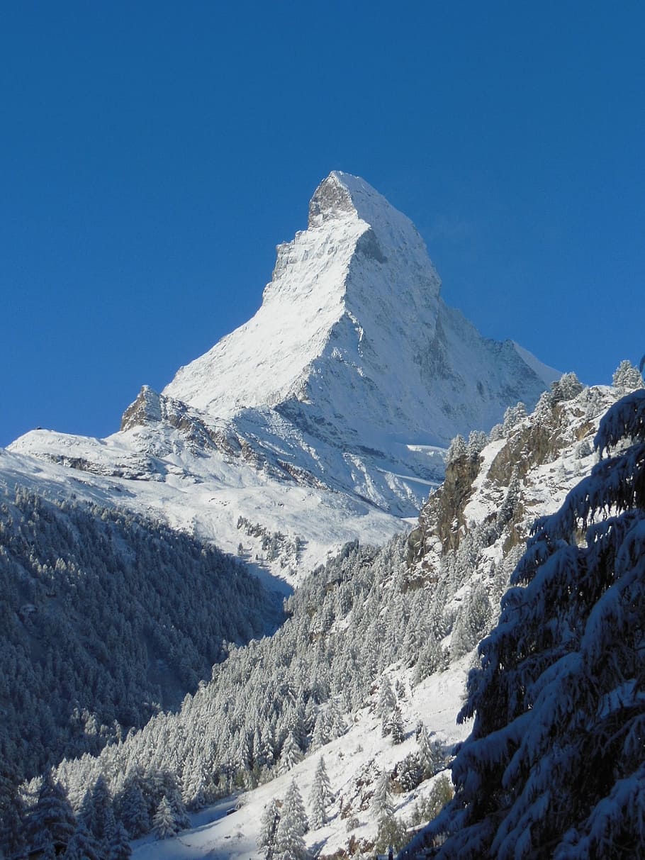 alpine, mountain, snow, landscape, matterhorn, zermatt, mountaineering HD wallpaper