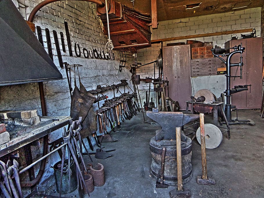 bunch of tools, Forge, Workshop, Historically, Museum, blacksmith