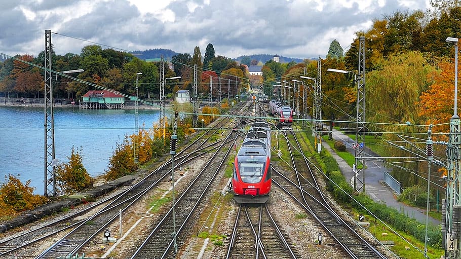 train, railway line, transport system, rail transportation HD wallpaper