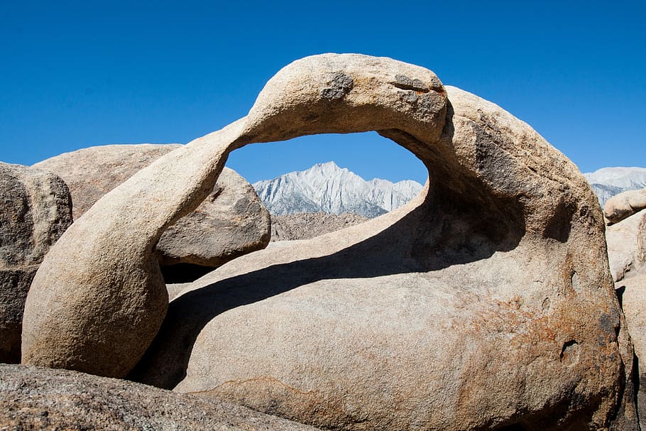 alabama hills, usa, arch, arches, mountains, rock - object, HD wallpaper