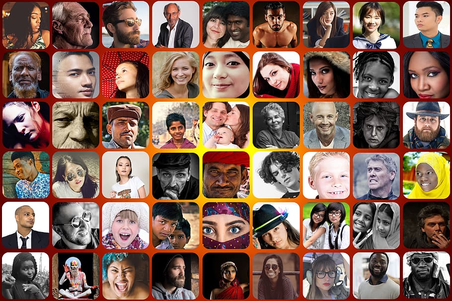 collage photo of human's face, faces, social, play, team, teamwork, HD wallpaper