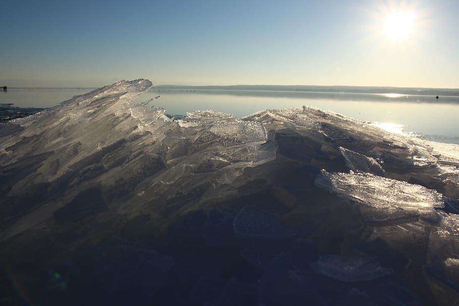 lake, ice, sun, sky, water, sea, beauty in nature, scenics - nature HD wallpaper