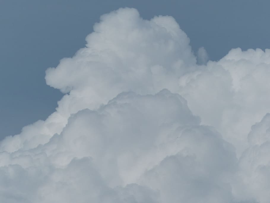 clouds, cloud mountain, sky, cloud tower, thundercloud, white HD wallpaper