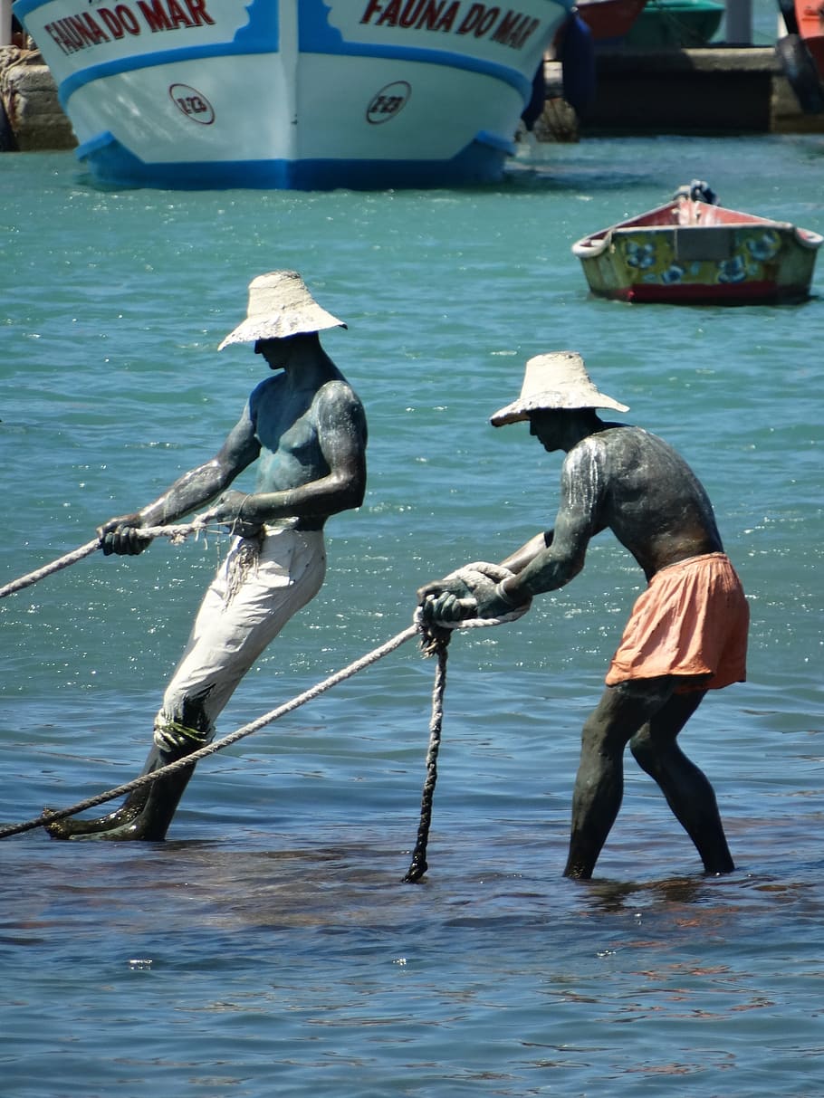 three, fishermen, búzios, water, nautical vessel, transportation HD wallpaper