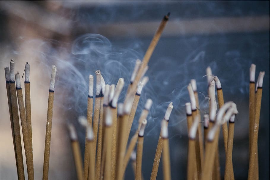 lighted brown incents, tilt, shift, lens, photography, incense HD wallpaper
