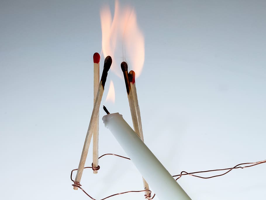 ignition, fire, flame, sticks, matches, burning down, light HD wallpaper