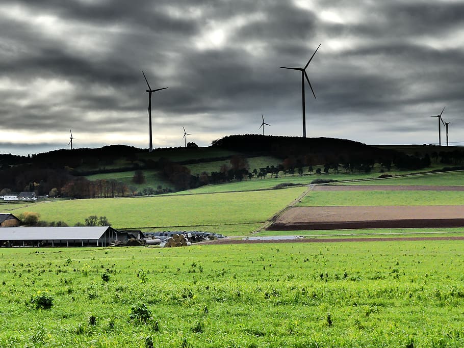 landscape, windräder, eifel, wind turbine, environmental conservation HD wallpaper