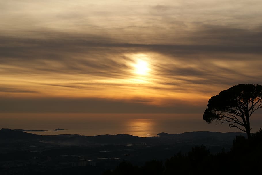sun, sunset, sky, landscape, sea, ocean, colors, france, lying sun HD wallpaper