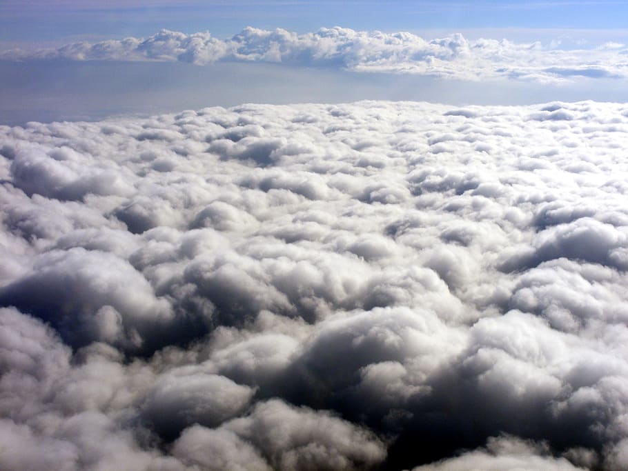 formation of clouds, sky, white, plane, day, the haze, cloud - sky HD wallpaper