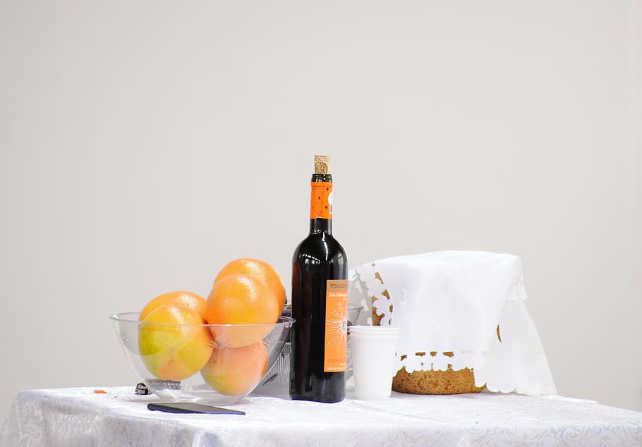 grapefruit, wine, table, bar, orange, food and drink, bottle HD wallpaper