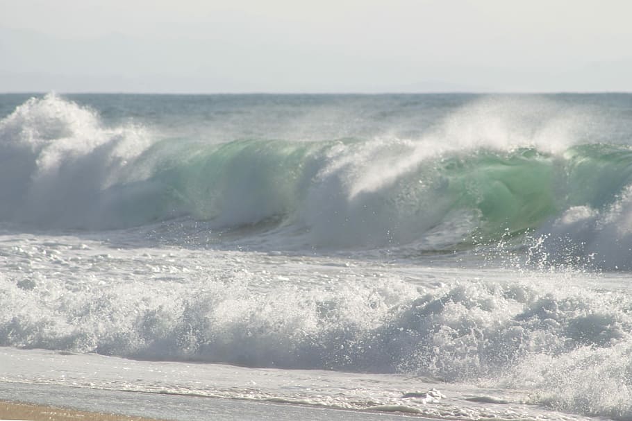 Wave, Breaking, Spray, Foam, White, Sea, water, surf, beach HD wallpaper