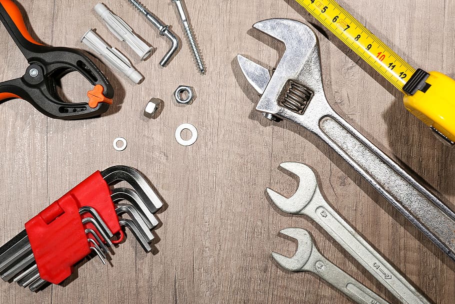 assorted handheld tools, work, repair, roulette, wrench, adjustable wrench HD wallpaper