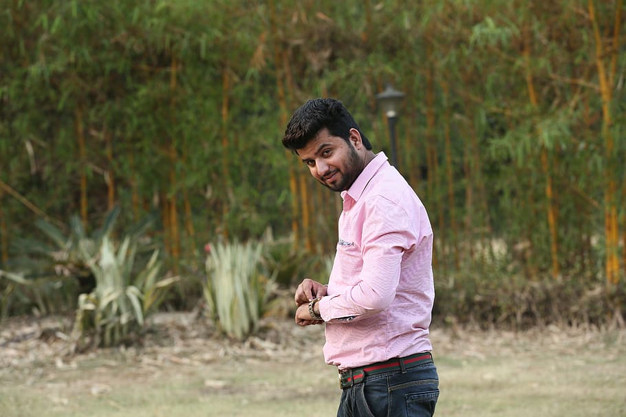 male, indian, bollywood, person, outdoor, watch, time, pink shirt, HD wallpaper