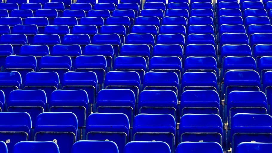 seats, chairs, blue, rows, stands, outdoor theater, color, stadium HD wallpaper