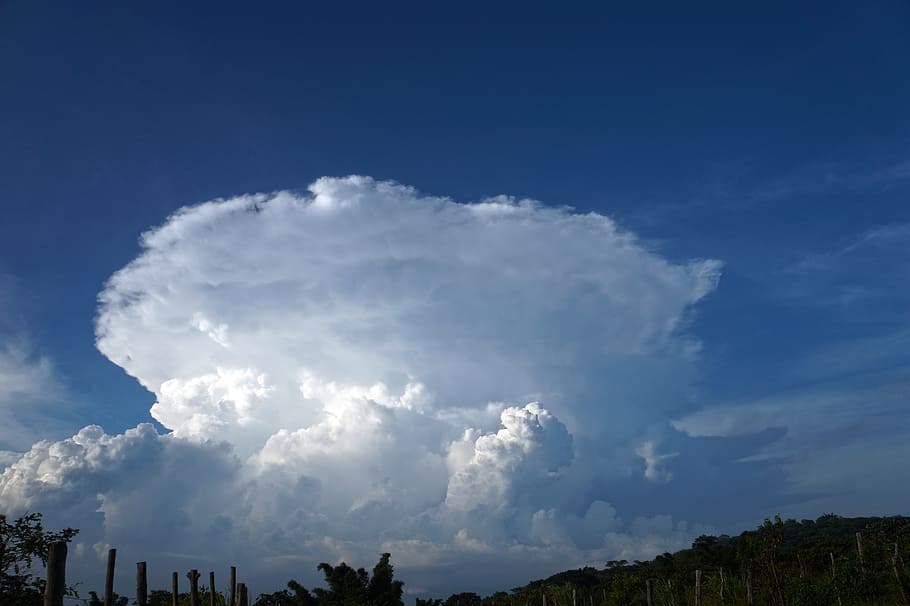clouds, landscape, blue sky, nature, cumulus clouds, air, cloud - sky HD wallpaper