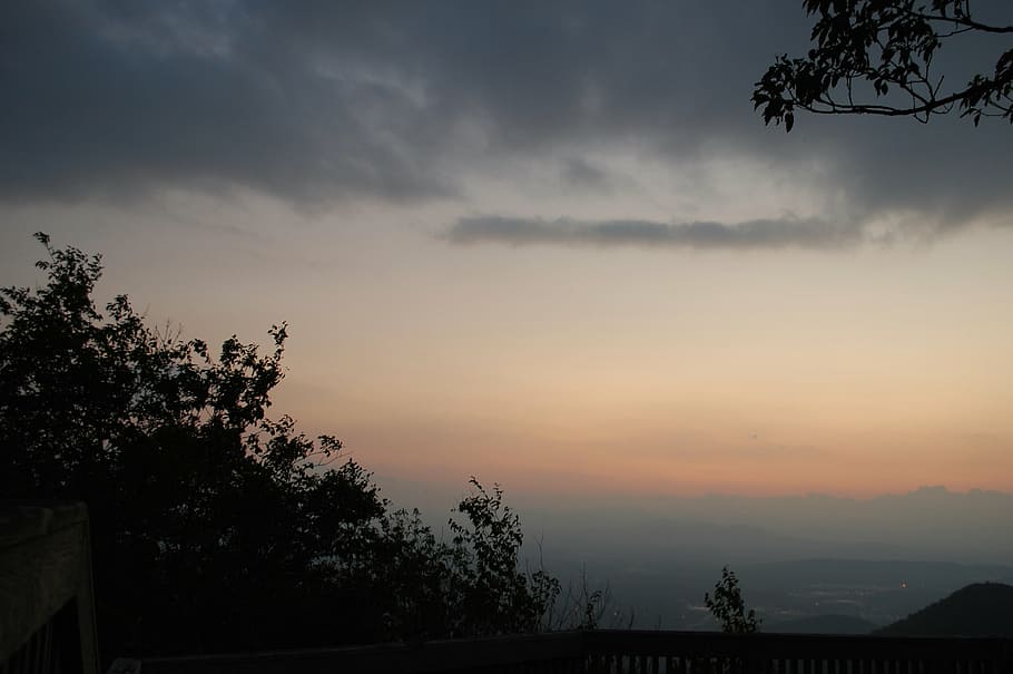 sunset, mountain, summit, nature, tree, outdoors, sky, plant HD wallpaper
