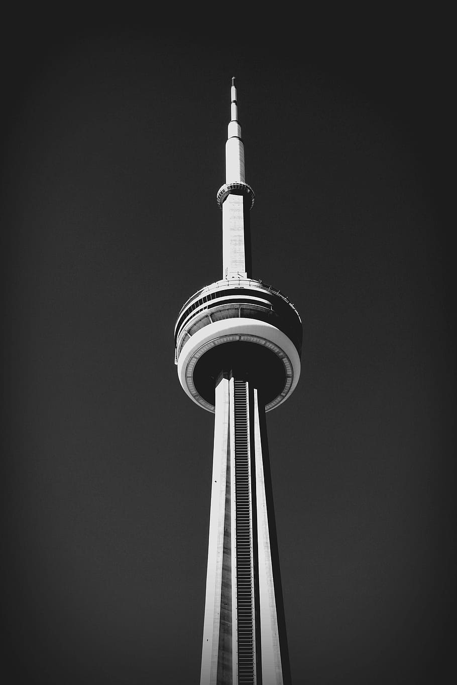 CN tower, grayscale photo of CN Tower, spire, architecture, skyscraper, HD wallpaper