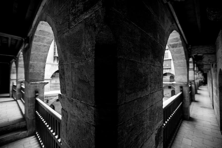 black, whit, art, architecture, built structure, architectural column HD wallpaper