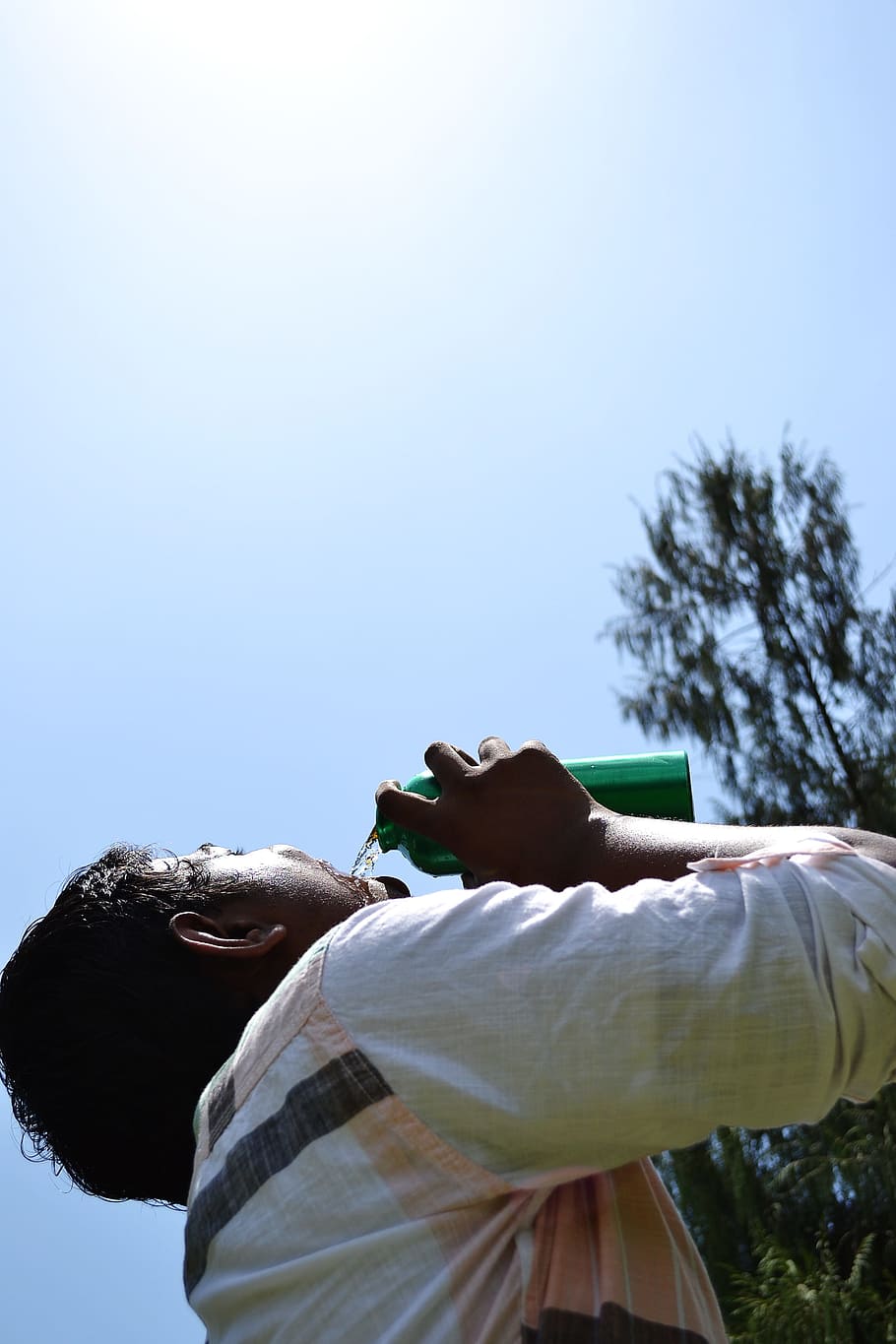 Thirsty, Drinking Water, bottle, sun, sky, nature, sri lanka