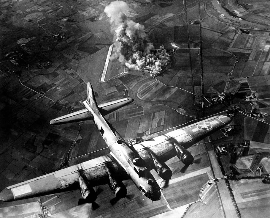 American 8th Air Force Boeing B-17 Flying Fortress bombing raid on the Focke-Wulf factory