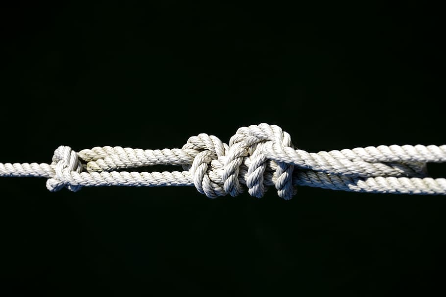 gray hemp rope, knot, connection, dew, fixing, old, strand HD wallpaper