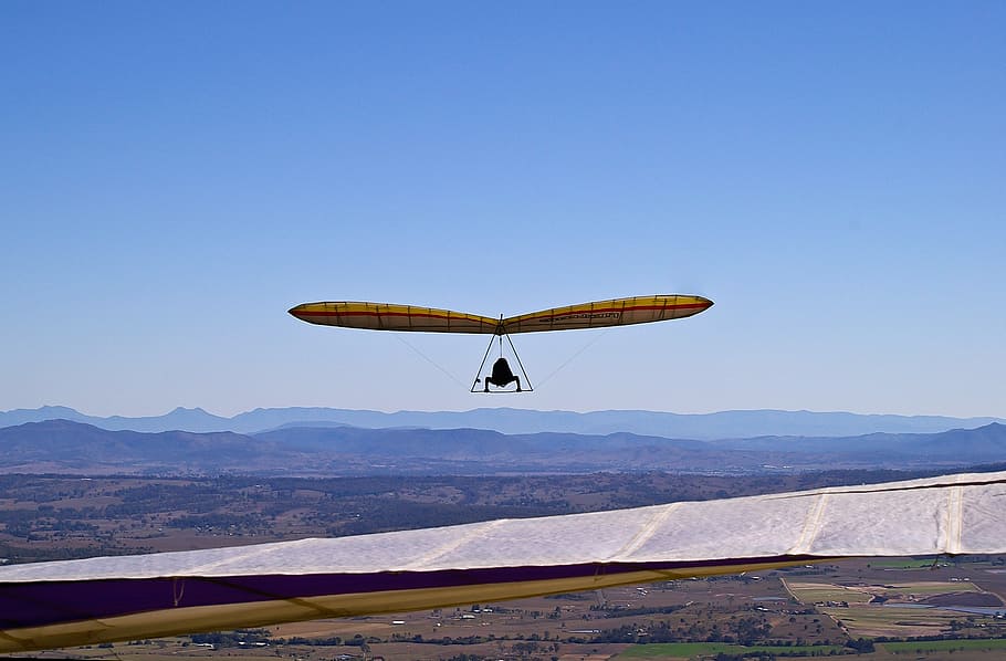 hang-glider, flying, mountain top, high, scenery, rural, australia, HD wallpaper