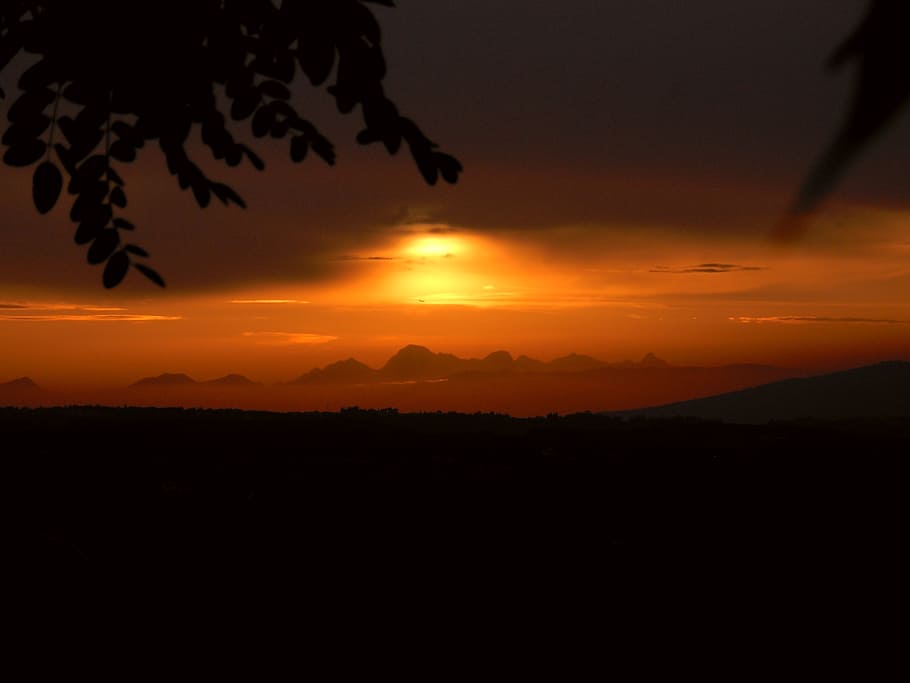 sunset, mountains, yellow, orange, tuscany, colorful sunset HD wallpaper