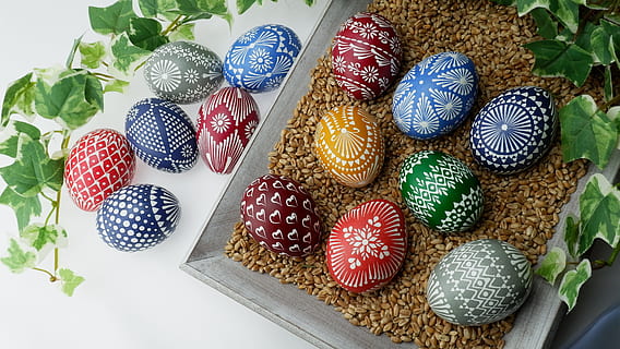 sorbian easter eggs, easter decoration, wax technique, happy easter HD wallpaper