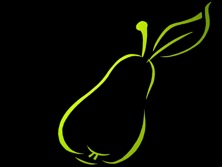 fruit, pear, contour, outlines, green, silhouette, black background HD wallpaper