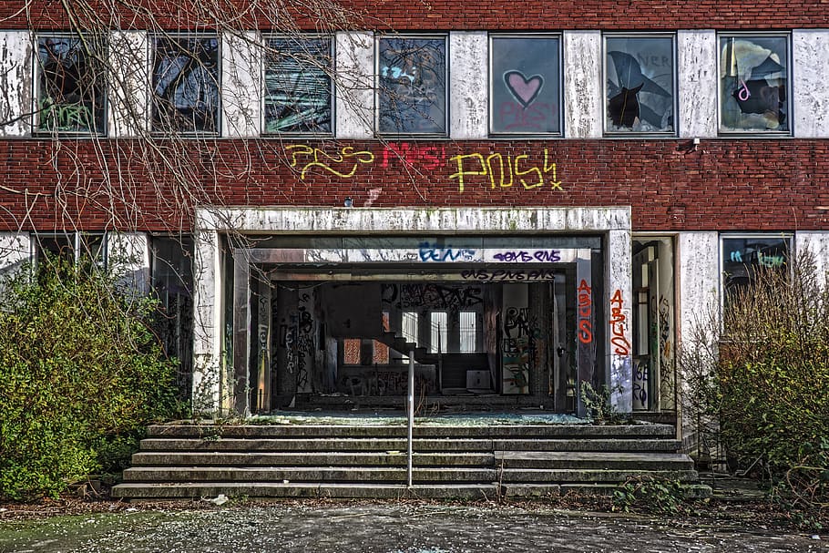 architecture, abandoned, old, building, office building, empty HD wallpaper