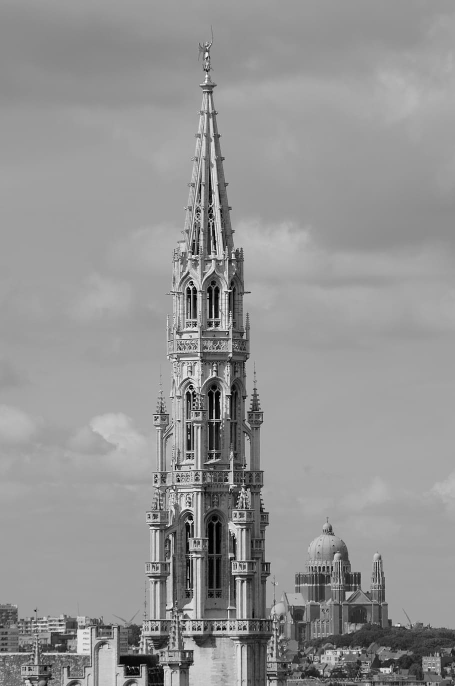 brussels, buildings, skyline, architecture, town hall, tower HD wallpaper