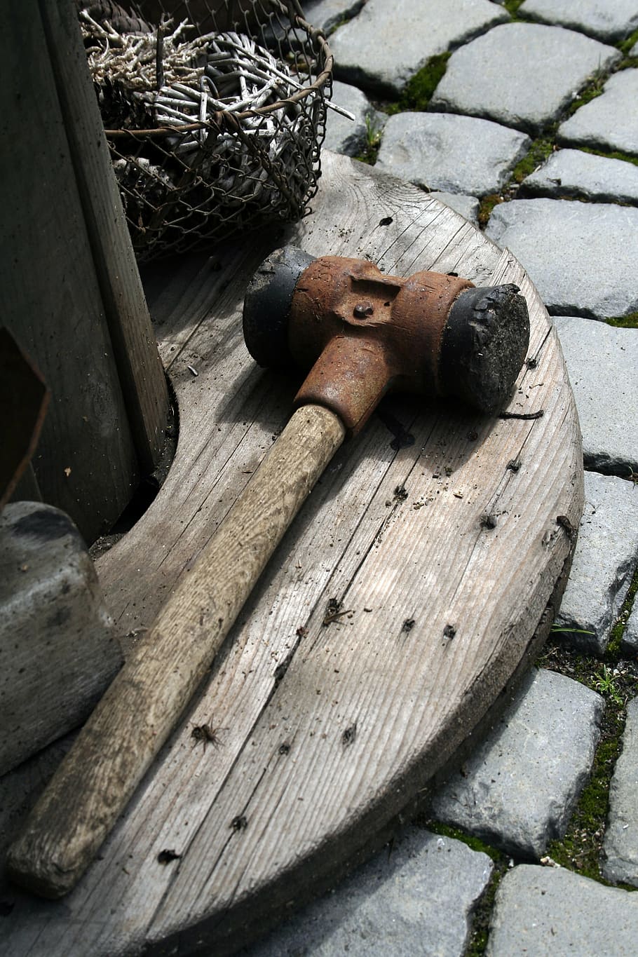 hammer, wood, old tool, work, metal, art, rusty, deco, iron