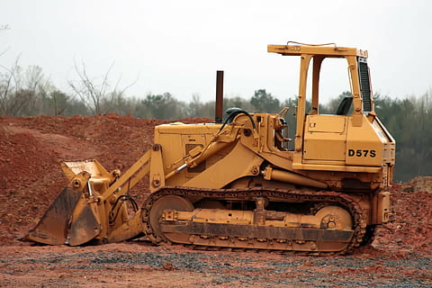 yellow front loader, activity, backhoe, big, blue, borrow, bucket HD wallpaper