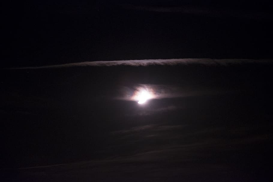 night, dark, darkness, moon, moonlight, clouds, shining, sky HD wallpaper