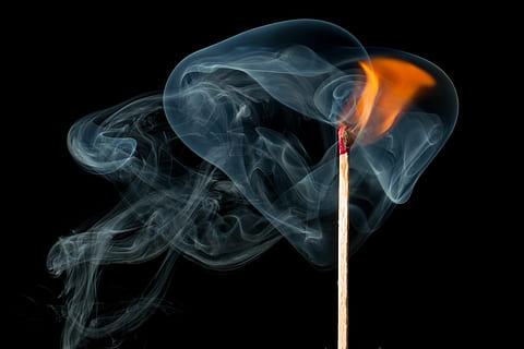 timelapse photo of match stick with fire, smoke, smoke fire HD wallpaper